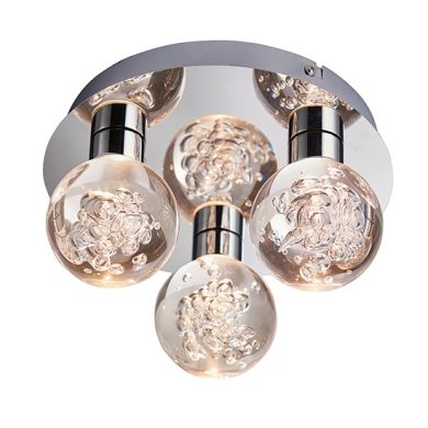 Versa Clear Bubble Acrylic 3 Lights Flush Ceiling Light In Chrome