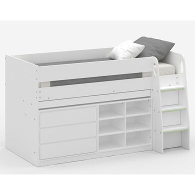 Vespa Wooden Single Mid Sleeper Bunk Bed With Storage In White