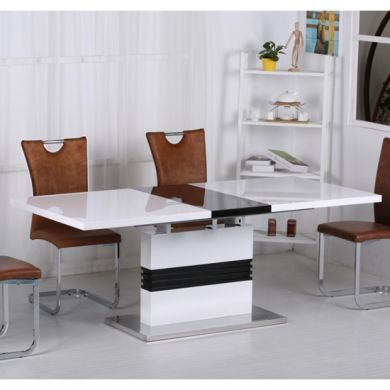 Vienna Extending Wooden Dining Table In High Gloss White And Black