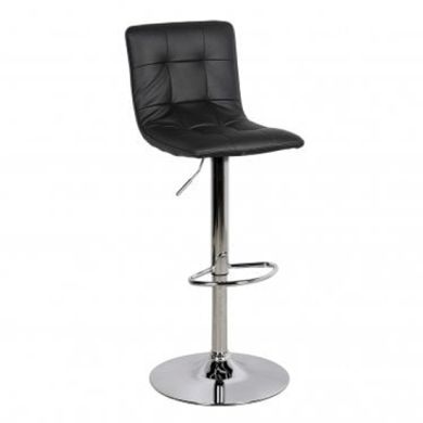 Vigo Faux Leather Gas Lift Bar Stool In Black