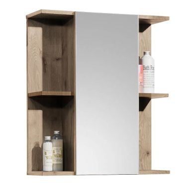 Vista Wooden Bathroom Mirrored Cabinet In Viking Black And Black