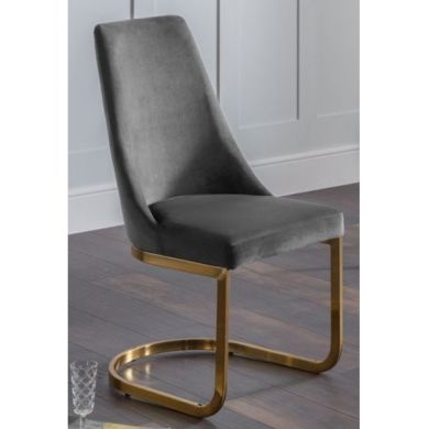 Vittoria Cantilever Velvet Dining Chair In Grey