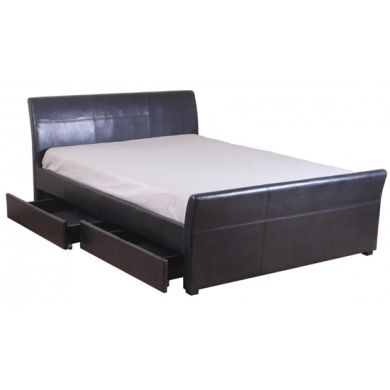 Viva PVC Double Bed In Black With 4 Drawers