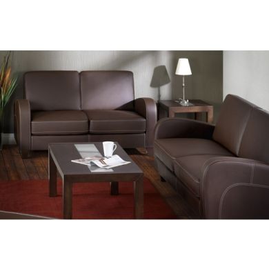 Vivo Faux Leather 3 Seater Sofa In Chestnut