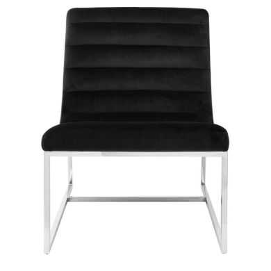 Vogue Curved Cocktail Velvet Upholstered Lounge Chair In Black
