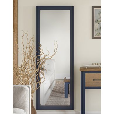 Splash Extra Long Wall Mirror In Blue Wooden Frame