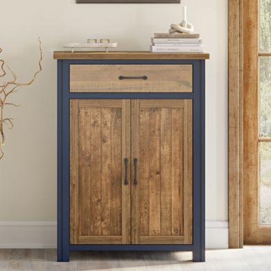Splash Wooden Shoe Storage Cabinet With Drawer In Blue