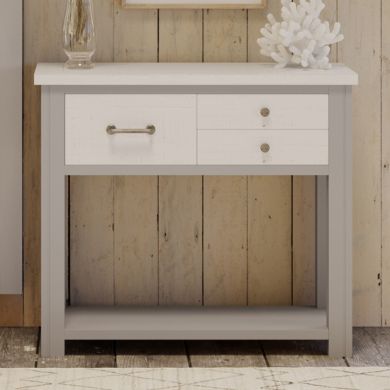GreyStone Wooden Console Table With 3 Drawers In Grey