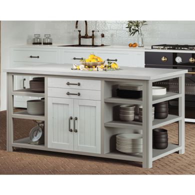 GreyStone Wooden Kitchen Island With 2 Doors And 2 Drawers In Grey