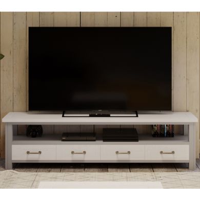 GreyStone Wooden Wide TV Stand With 4 Drawers In Grey