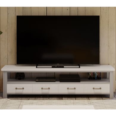 GreyStone Wooden Wide TV Stand With 4 Drawers In Grey