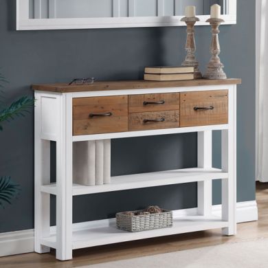 Splash Wooden Console Table With 4 Drawers In White
