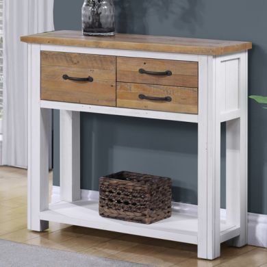 Splash Wooden Console Table With 3 Drawers In White