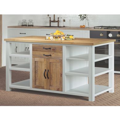 Splash Wooden Kitchen Island With 2 Doors And 2 Drawers In White