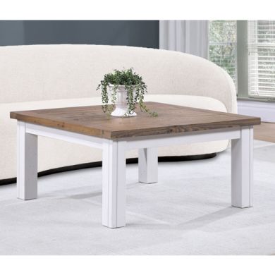 Splash Wooden Square Coffee Table In Oak And White