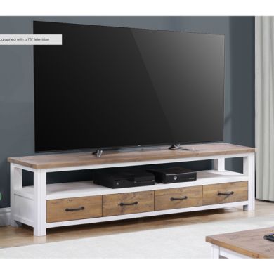 Splash Wooden Wide TV Stand With 4 Drawers In Oak And White