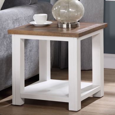 Splash Wooden Square Lamp Table In Oak And White