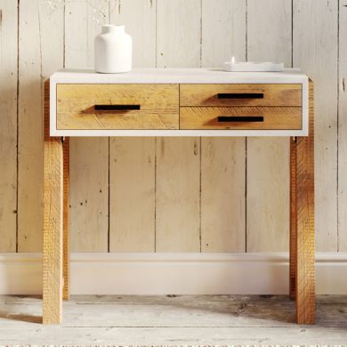 Trinity Wooden Console Table With 3 Drawers In White And Oak