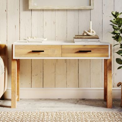 Trinity Wooden Console Table With 2 Drawers In White And Oak