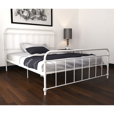 Wallace Metal King Size Bed In White
