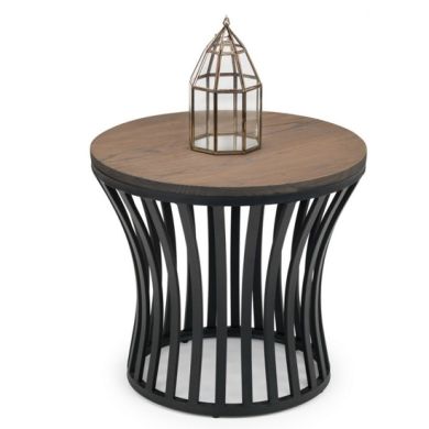 Washington Round Wooden Lamp Table In Mocha Elm