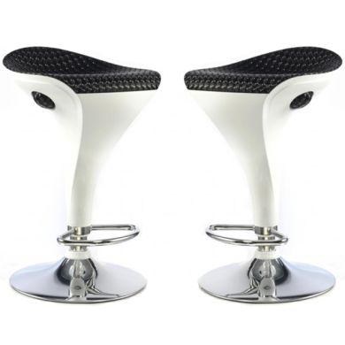 Welford White And Black Textilene Seat Bar Stools In Pair