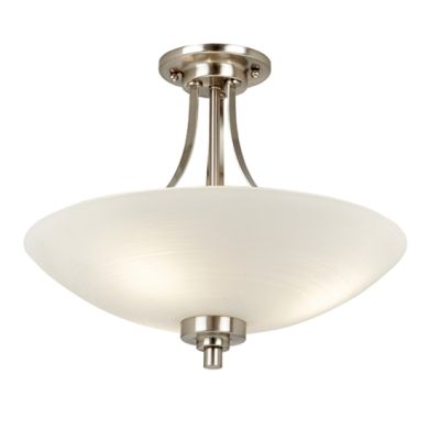 Welles White Glass 3 Lights Semi Flush Ceiling Light In Satin Chrome