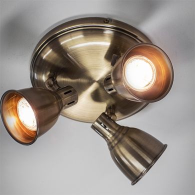 Westbury 3 Lights Round Ceiling Light In Antique Brass