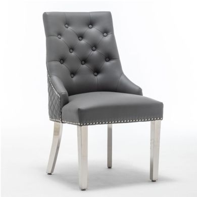 Weston Faux Leather Dining Chair In Grey
