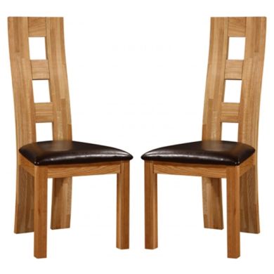 Weston Oak Wooden Dining Chairs In Pair
