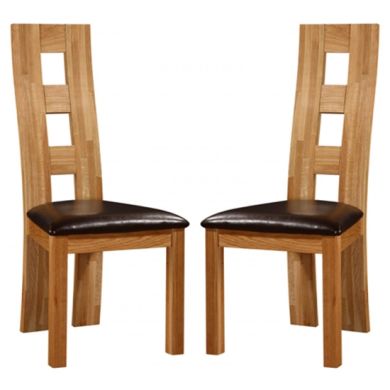 Weston Oak Wooden Dining Chairs In Pair
