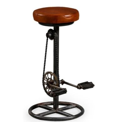 Wicko Reclaimed Metal Cycle Paddle Stool In Black With Brown Seat