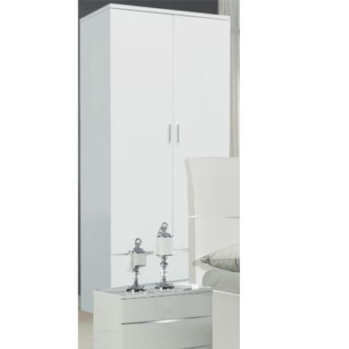 Widney Wooden Wardrobe In White High Gloss With 2 Drawers