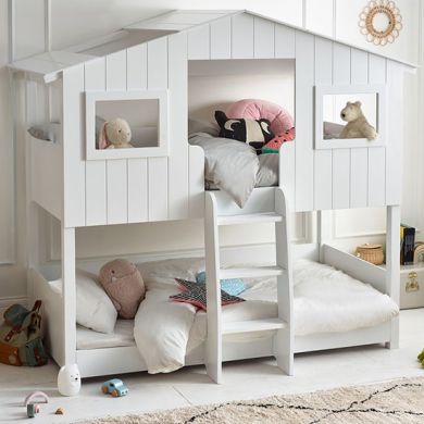 Willow Wooden Treehouse Bunk Bed In White