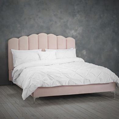 Willow Fabric Double Bed In Pink