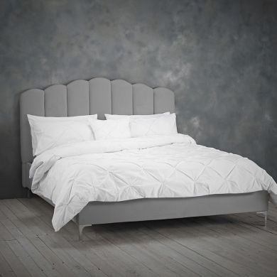 Willow Fabric King Size Bed In Silver