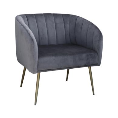 Wingfield Velvet 1 Seater Sofa In Grey With Gold Metal Legs