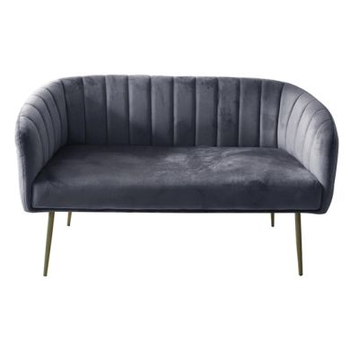 Wingfield Velvet 2 Seater Sofa In Grey With Gold Metal Legs