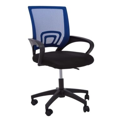Wostan Nylon Home And Office Chair In Blue With Black Armrest