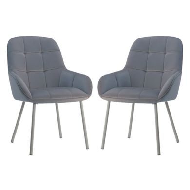 Wren Grey Velvet Dining Chairs With Latte Metal Legs
