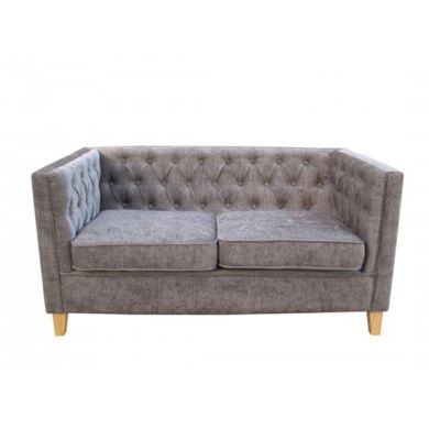 York Fabric Upholstered 2 Seater Sofa In Grey