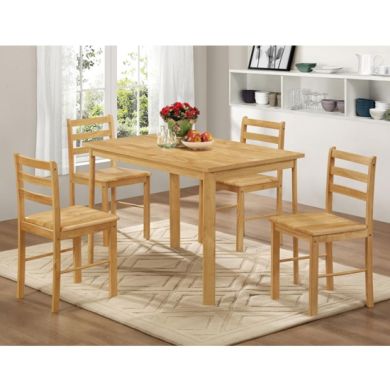 York Medium Wooden Dining Set In Natural Oak With 4 Chairs