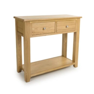 Madrid Wooden Console Table With 2 Drawers In Oak