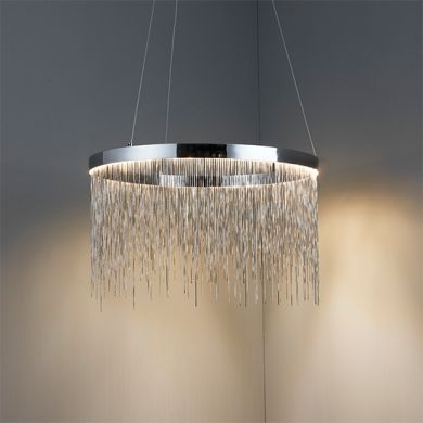 Zelma Waterfall Ceiling Pendant In Polished Chrome And Silver