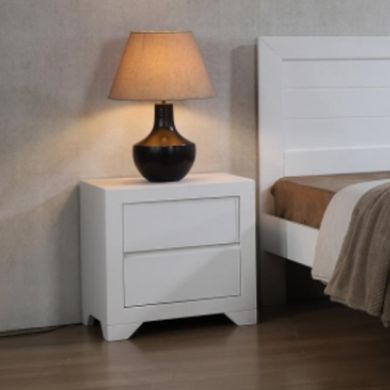 Zircon Wooden Nightstand In White With 2 Drawers