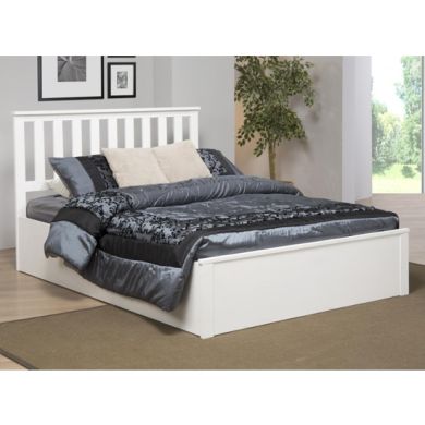 Zoe Solid Rubberwood Storage Double Bed In White