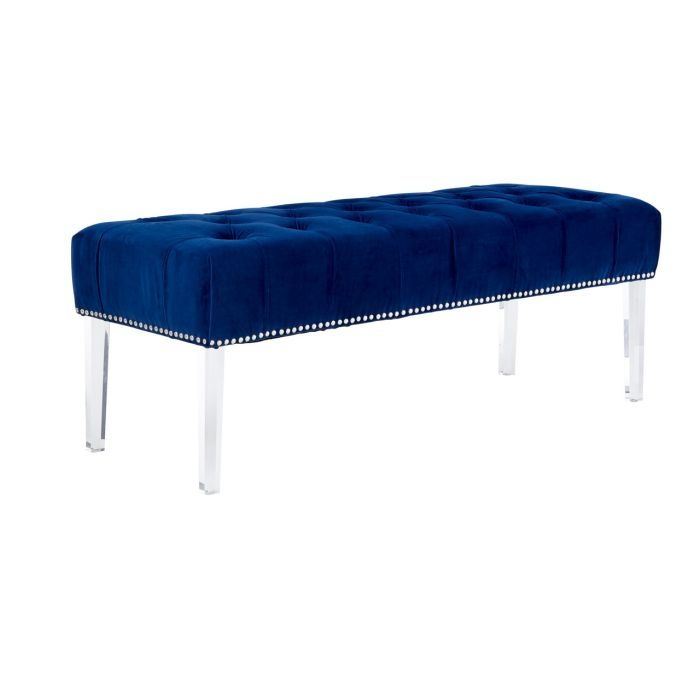 Upholstered bench with store acrylic legs