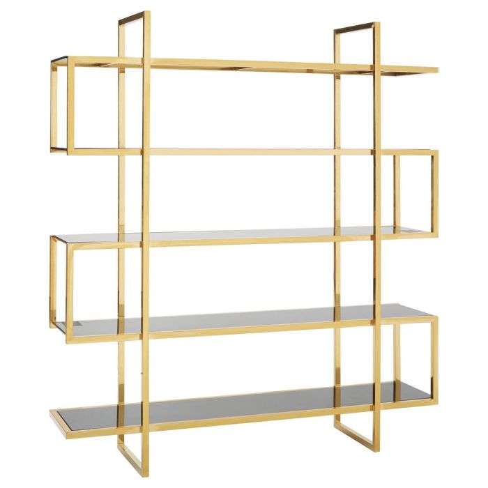 Black and gold shelving unit discount