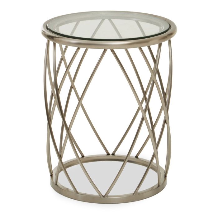 Silver metal accent clearance table