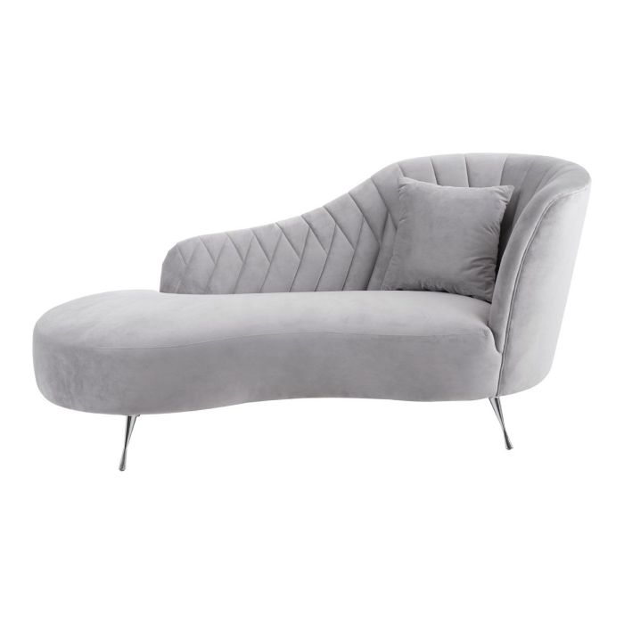 Rene Right Arm Velvet Chaise Lounge Chair In Grey Elegant Furniture UK